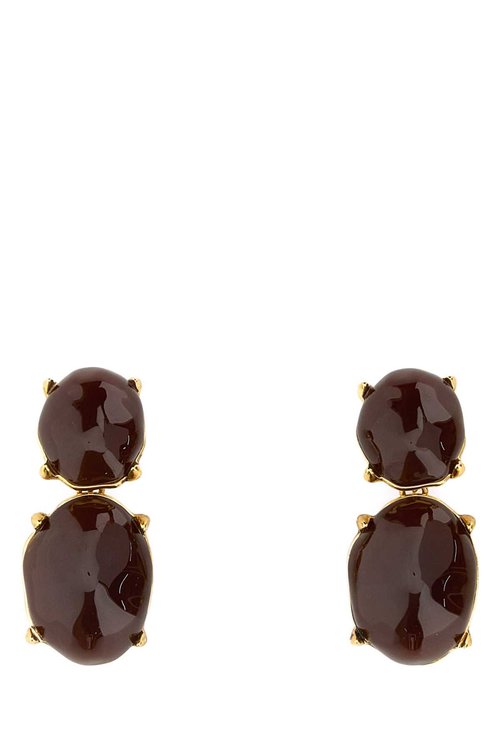 Saint Laurent Brown Metal And Resin Earrings - 840559Y15915896