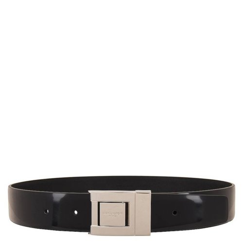 Saint Laurent Brushed Leather Buckle Belt - Black - 658517AAB9H1000
