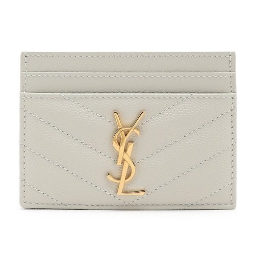 Saint Laurent Cassandra Matelasse Card Holder - Ivory