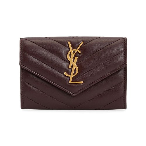 Saint Laurent Cassandre Card Holder - Wine
