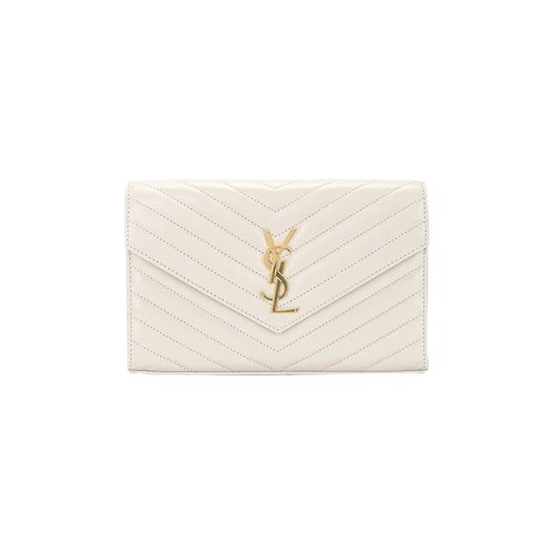 Saint Laurent Cassandre Chain Wallet | White | Size Onesize - 377828AAA449207