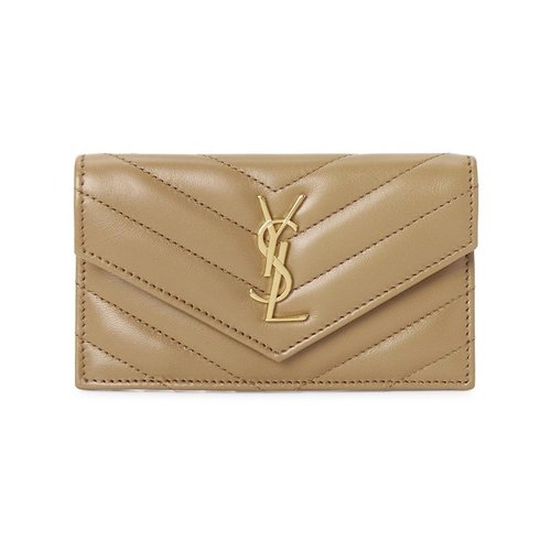 Saint Laurent Cassandre Fragments Card Holder - Beige Brown