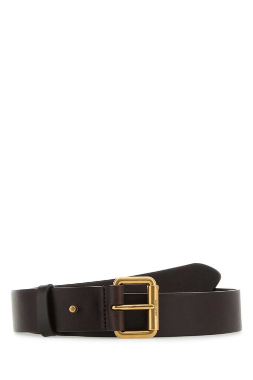 Saint Laurent Dark Brown Leather Motorcycle Belt - 789913AAC5S2281