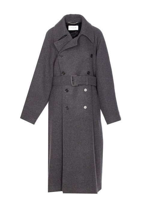Saint Laurent Double Breasted Coat - 848512Y1M971473GRISCHINE