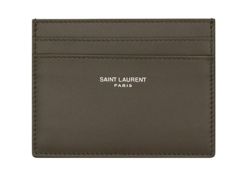 Saint Laurent Embossed Saint Laurent Paris Signature Card Holder - Light Musk