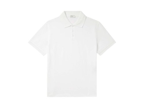 Saint Laurent Embroidered Logo Polo Shirt - White