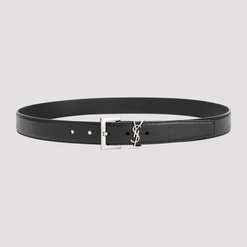Saint Laurent Grained Calf Leather Belt - 634440.DTI0E1000NERO