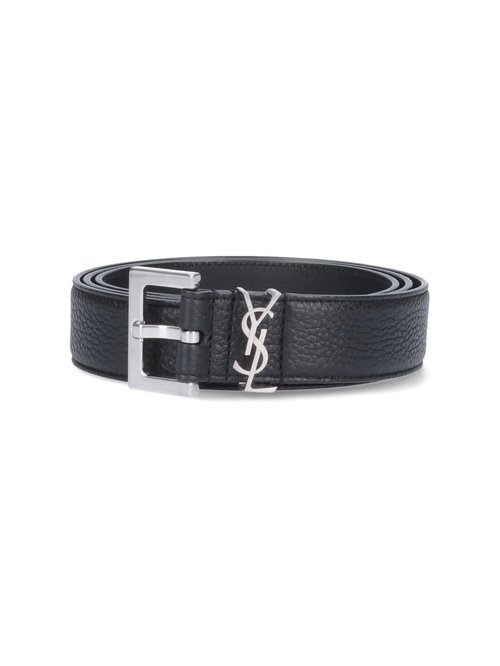 Saint Laurent Grained Leather Logo Bel - 634440DTI0E1000BLACK