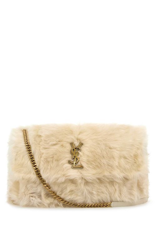 Saint Laurent Ivory Shearling Oversize Niki Shoulder Bag - 801627AAD1N9483