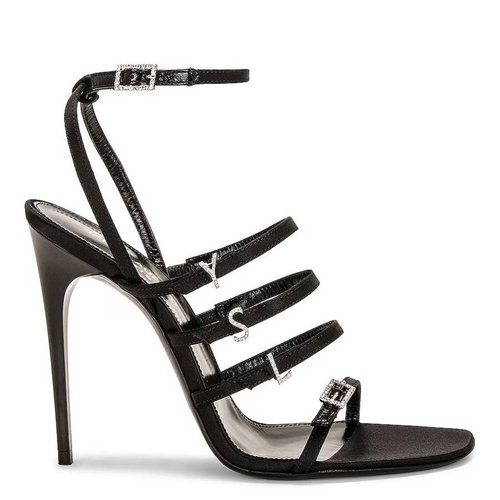 Saint Laurent Jerry Crepe Satin Sandal - Black - 7422351UU001000