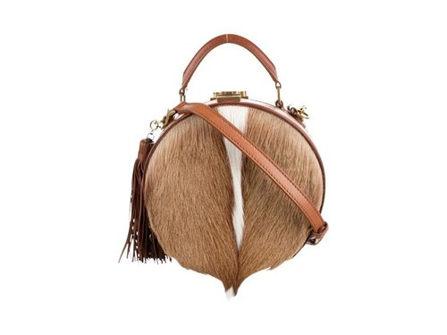 Saint Laurent Mica Small Hat Springbok Top Handle - Natural