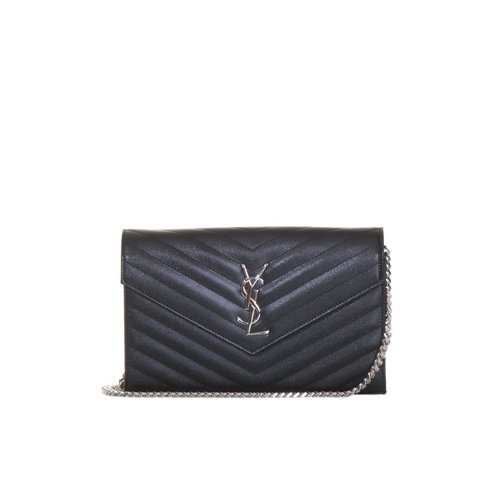 Saint Laurent Monogram Wallet On Chain - Black - 377828BOW0210008.7''