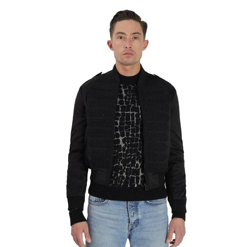Saint Laurent Officer Satin Bomber Jacket - Black - 598813Y287S1000