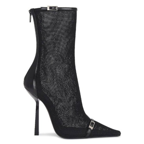 Saint Laurent Oxalis Mesh Pointed-Toe Bootie - Black - 763457AACTJ1000