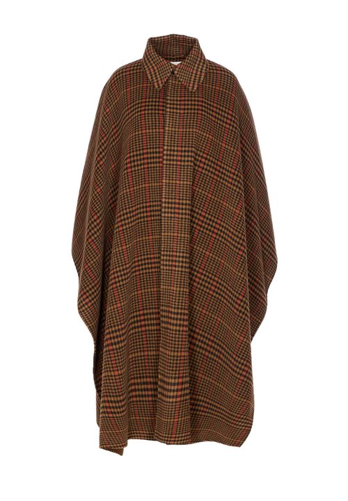 Saint Laurent Plaid Cape In Brushed Wool - 842744Y1M562513