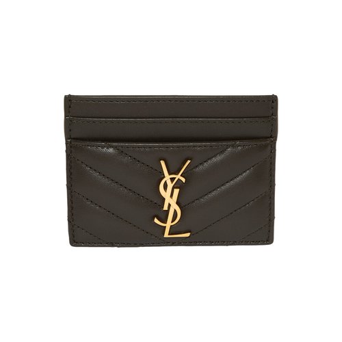 Saint Laurent Quilted Logo Plaque Cardholder - Light Musk - 423291AAA443212