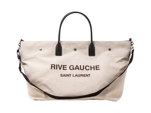 Saint Laurent Rive Gauche Maxi Tote - Cream/Black