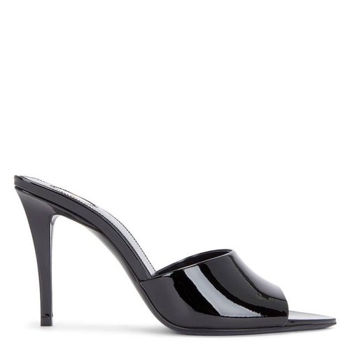 Saint Laurent Romy Almond Peep Toe Mules - Black - 8066691TV001000
