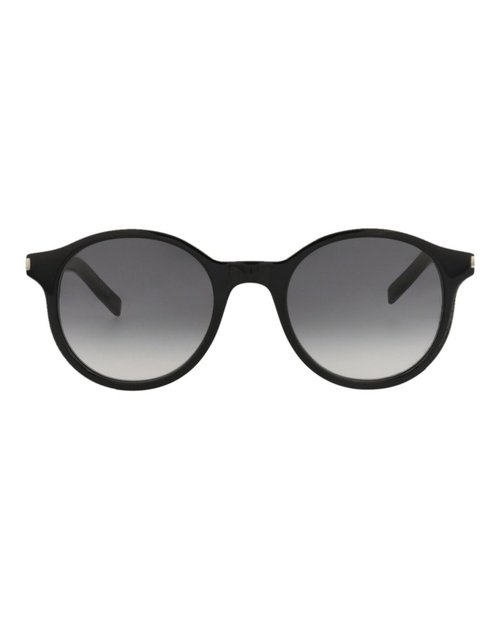 Saint Laurent RoundFrame Acetate Sunglasses - Black Black Grey (Sl521/30013043/001)