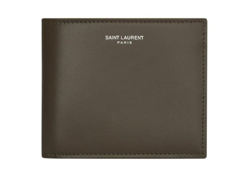 Saint Laurent SingleFold Embossed Saint Laurent Paris Signature Wallet - Light Musk