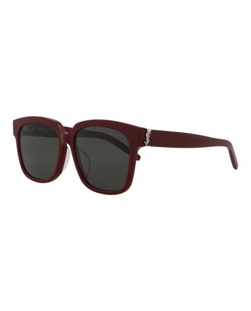 Saint Laurent Square Rectangle Sunglasses - Burgundy Grey (Slm40F/30006259/007)