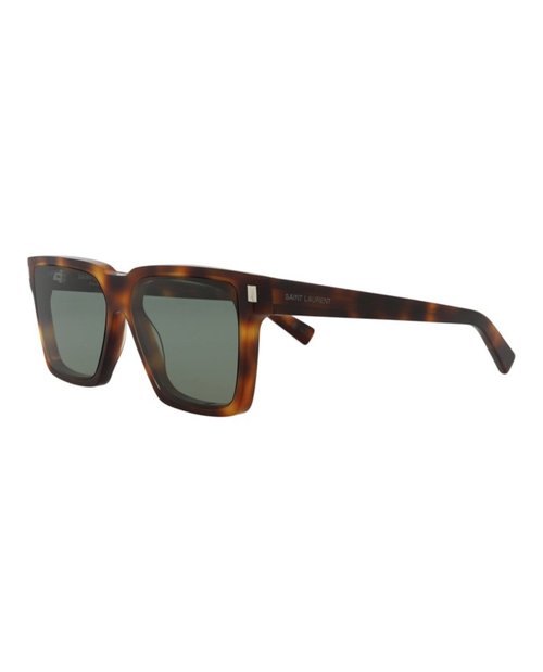 Saint Laurent Square Rectangle Sunglasses - Havana Havana Green (Sl610/30014609/003)