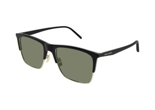 Saint Laurent Square Sunglasses /001 - Black Black Green/Green (Sl 768