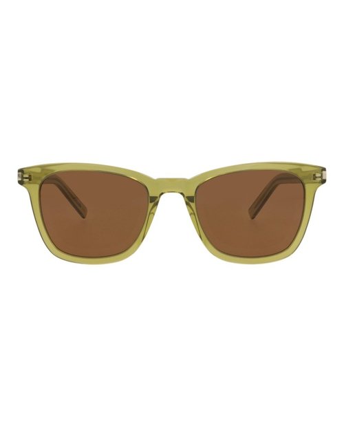 Saint Laurent SquareFrame Recycled Acetate Sunglasses - Green Green Brown (Sl716Slim/30015807/004)