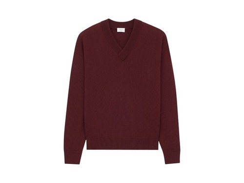 Saint Laurent V-Neck Pullover Sweater - Bordeaux - 843900Y77FM5648