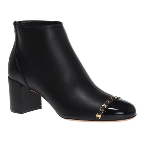 Salvatore Ferragamo Atri Heeled Ankle Boots - Black/Brown/Gold Tone - 01P057 704006