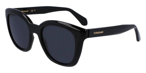 Salvatore Ferragamo Cat Eye Ladies Sunglasses SF2000S 001 52 - Black/Grey - SF2000S 001 52 7.0000X5.0000X4.0000