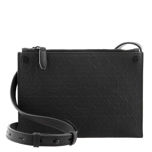 Salvatore Ferragamo Gancini Embossed Leather Crossbody - Black - 241225 758359 27