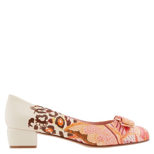 Salvatore Ferragamo Ladies Batik Print Vara Bow Pump - Blue/Pink - 01D878 755731 D