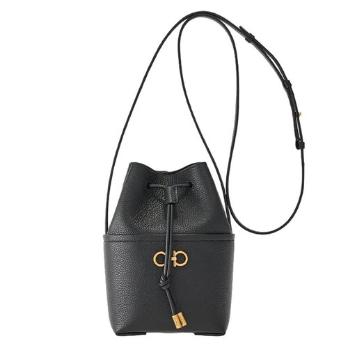 Salvatore Ferragamo Ladies Mini Gancini Bucket Bag - Black - 220382 755117 001 7.8''
