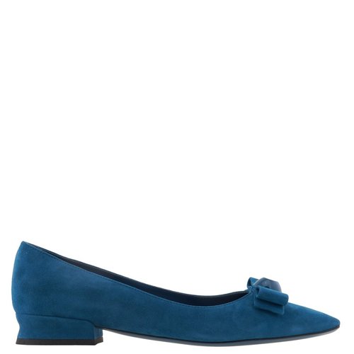 Salvatore Ferragamo Ladies Suede Katrin Vara Bowl Ballet Pumps - Blue - 01E560 757788 C