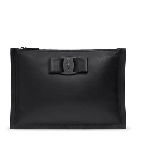 Salvatore Ferragamo Ladies Viva Bow Clutch - Black - 220301 745861 7.4''