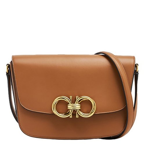Salvatore Ferragamo Leather Trapezio Crossbody Bag - Brown - 212915 759667 6.2''