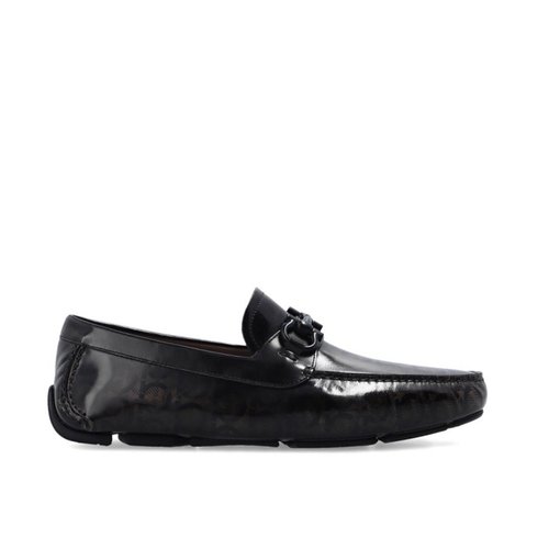 Salvatore Ferragamo New Parigi Gancini Ornament Leather Driver - Black - 02C398 749452 EEE