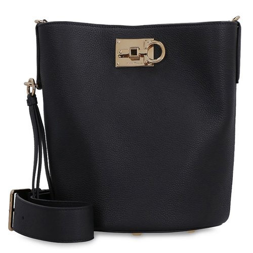 Salvatore Ferragamo The Studio Bucket Bag - Black/Gold Tone - 212892 756787 CM