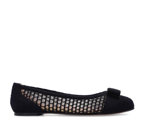 Salvatore Ferragamo Woven Raffia Varina Ballet Flats - Black - 01D427 752463 D