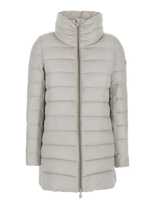 Save the Duck lydia Beige Down Jacket With High Neck And Logo Patch On The Sleeve In Tech Fabric - D43620WIRIS2140019