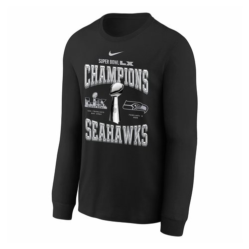 Seattle Seahawks Super Bowl LX Champions Replica Locker Room Nike NFL Long-Sleeve T-Shirt - Black - 7NFS4NK7SEA-NAW