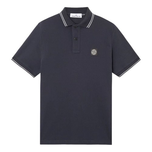 Stone Island 2200010 Slim-Fit Compass Patch Polo Shirt - Navy Blue - L1S1522000-10S0018-V0020