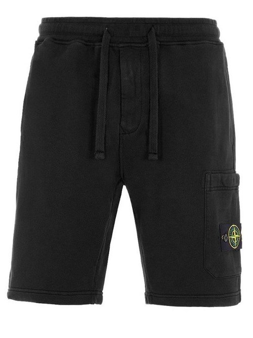 Stone Island 64651 Cotton Fleece Garment Dyed Shorts - Black - 64651-V0029