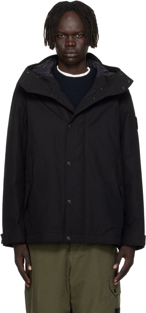 Stone Island Brown 4100105 Weatherproof Cotton Canvas Short Parka - V0070 Dark Brown - K2S154100105S00F1