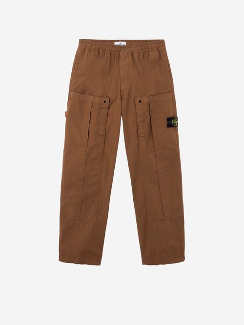 Stone Island Brown cargo pants made of mercerized organic cotton ripstop - L1S153100-07-S0