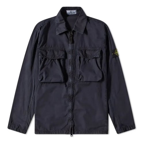 Stone Island Brushed Cotton 2-Pocket Shirt Jacket - Navy - 7615114WN-V0120