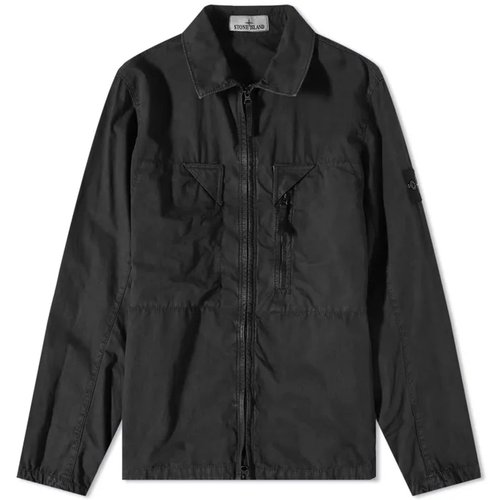 Stone IslandBrushed Cotton Canvas Zip Shirt Jacket - Black - 7815106WN-V0165