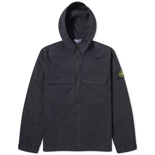 Stone Island Brushed Cotton Canvas Hooded Overshirt - Navy - 8015106WN-V0120