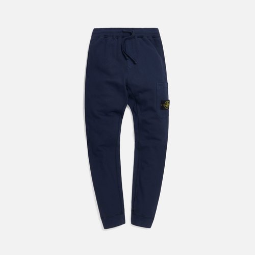 Stone Island Brushed Cotton Fleece Garment Dyed Pants - Blue Marine - 731564520-V0028